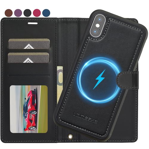 Ailicici für iPhone X/Xs Hülle, [Abnehmbar] 2-IN-1 Abnehmbare magnetische Hülle, Kabelloses Laden, Kartenfach Leder Case, Handyhülle RFID Klapphülle, Schutzhülle für iPhone XS Hülle/für iPhone X Hülle von Ailicici