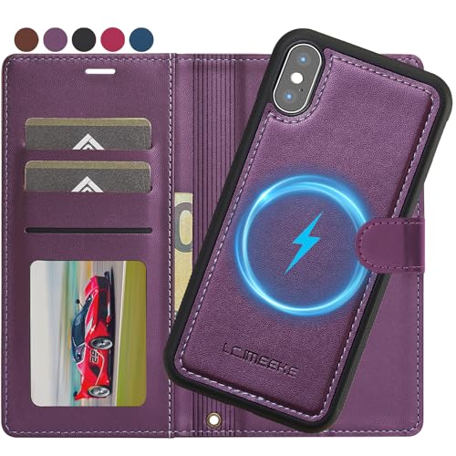 Ailicici für iPhone X/Xs Hülle, [Abnehmbar] 2-IN-1 Abnehmbare magnetische Hülle, Kabelloses Laden, Kartenfach Leder Case, Handyhülle RFID Klapphülle, Schutzhülle für iPhone XS Hülle/für iPhone X Hülle von Ailicici