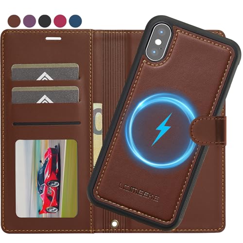 Ailicici für iPhone X/Xs Hülle, [Abnehmbar] 2-IN-1 Abnehmbare magnetische Hülle, Kabelloses Laden, Kartenfach Leder Case, Handyhülle RFID Klapphülle, Schutzhülle für iPhone XS Hülle/für iPhone X Hülle von Ailicici