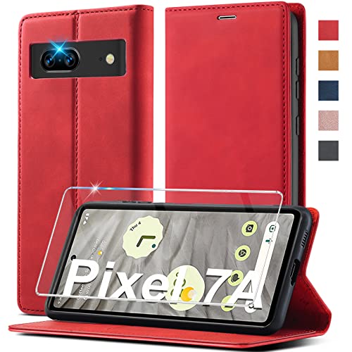 Handyhülle für Google Pixel 7a Hülle Leder [Mit Pixel 7a Schutzfolie] für Google Pixel 7a 5G Hülle Klappbar Leder Flip Wallet Stoßfeste Case Schutzhülle Klapphülle für Google Pixel 7a 5G Hülle Holster von Ailicici