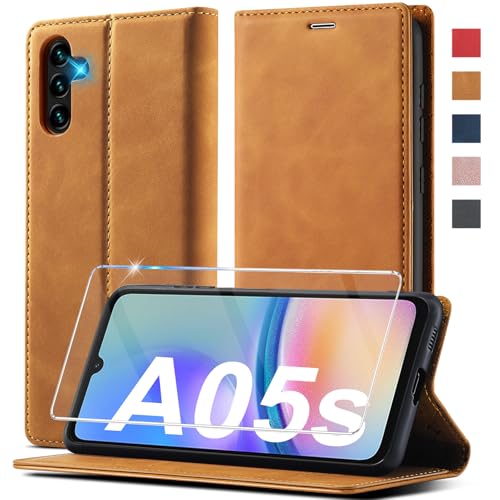 Handyhülle für Samsung Galaxy A05S Hülle Leder [Mit A05S Schutzfolie] für Samsung Galaxy A05s Hülle Klappbar Leder Flip Wallet 360 Stoßfeste Case Schutzhülle Klapphülle für Samsung A05S Hülle Holster von Ailicici