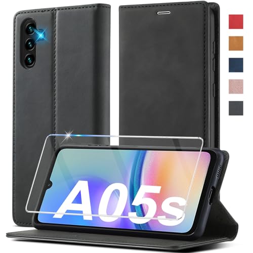 Handyhülle für Samsung Galaxy A05S Hülle Leder [Mit A05S Schutzfolie] für Samsung Galaxy A05s Hülle Klappbar Leder Flip Wallet 360 Stoßfeste Case Schutzhülle Klapphülle für Samsung A05S Hülle Holster von Ailicici