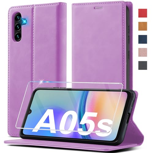 Handyhülle für Samsung Galaxy A05S Hülle Leder [Mit A05S Schutzfolie] für Samsung Galaxy A05s Hülle Klappbar Leder Flip Wallet 360 Stoßfeste Case Schutzhülle Klapphülle für Samsung A05S Hülle Holster von Ailicici