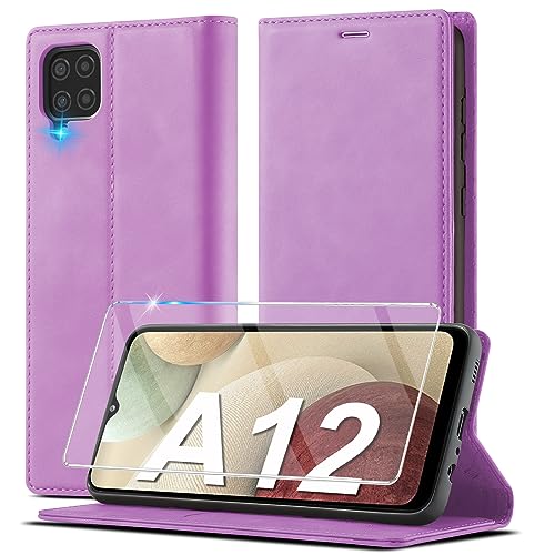 Handyhülle für Samsung Galaxy A12 Hülle Leder [Mit Schutzfolie] für Samsung Galaxy M12 Hülle Klappbar Leder Flip Wallet Stoßfeste Case Schutzhülle Klapphülle für Samsung Galaxy A12/ M12 Hülle Holster von Ailicici