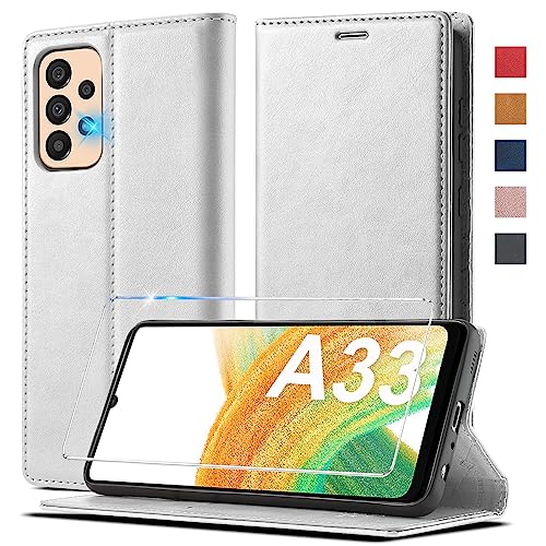 Handyhülle für Samsung Galaxy A33 5G Hülle Leder [Mit A33 Schutzfolie]Brieftasche Schutzhülle für Samsung A33 Hülle 360 Stoßfest Case Flip Wallet Leder Klappbar für Samsung Galaxy A33 5G Hülle Holster von Ailicici