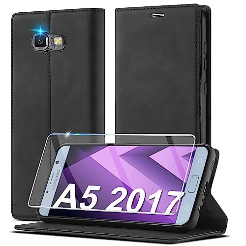 Handyhülle für Samsung Galaxy A5 2017 Hülle Leder[Mit Schutzfolie]für Samsung A5 2017 Hülle Klappbar Leder Flip Wallet Stoßfeste Case Schutzhülle Klapphülle für Samsung A5 2017 Hülle Holster（5,2 Zoll） von Ailicici