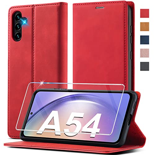 Handyhülle für Samsung Galaxy A54 5G Hülle Leder [Mit A54 Schutzfolie]für Samsung Galaxy A54 Hülle Klappbar Leder Flip Wallet 360 Stoßfeste Case Schutzhülle Klapphülle für Samsung A54 5G Hülle Holster von Ailicici