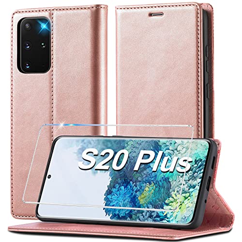 Handyhülle für Samsung Galaxy S20 Plus Hülle Leder [Mit S20 Plus Schutzfolie] für Samsung Galaxy S20 Plus 5G Hülle Klappbar Leder Flip Wallet Stoßfeste Case Schutzhülle Klapphülle für Samsung S20 Plus von Ailicici