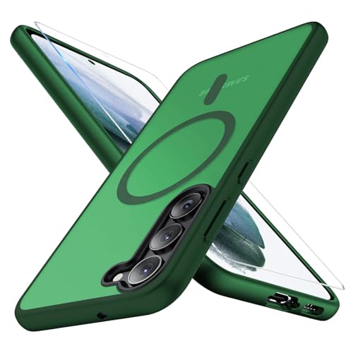 Handyhülle für Samsung Galaxy S21 FE 5G Hülle Magnetisch mit Schutzfolie [Mit Magsafe] Handyhülle für Samsung Galaxy S21 FE Hülle Magnetische Anti-Fingerabdruck Matt Hart Case für Samsung S21 FE Hülle von Ailicici