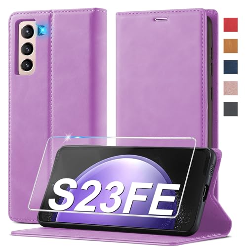 Handyhülle für Samsung Galaxy S23 FE 5G Hülle Leder [Mit Schutzfolie] für Samsung Galaxy S23 FE Hülle Klappbar Leder Flip Wallet Stoßfeste Case Schutzhülle Klapphülle für Samsung S23 FE Hülle Holster von Ailicici
