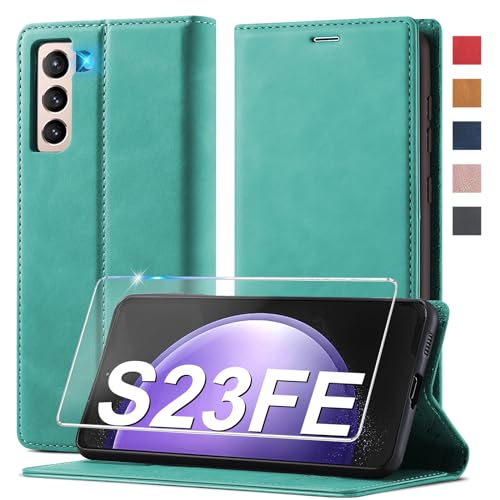 Handyhülle für Samsung Galaxy S23 FE 5G Hülle Leder [Mit Schutzfolie] für Samsung Galaxy S23 FE Hülle Klappbar Leder Flip Wallet Stoßfeste Case Schutzhülle Klapphülle für Samsung S23 FE Hülle Holster von Ailicici