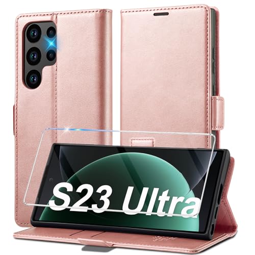Handyhülle für Samsung Galaxy S23 Ultra Hülle Leder [Mit S23 Ultra Schutzfolie] für Samsung S23 Ultra 5G Hülle Klappbar Leder Flip Wallet, Stoßfeste Case Klapphülle für Samsung S23 Ultra 5G von Ailicici