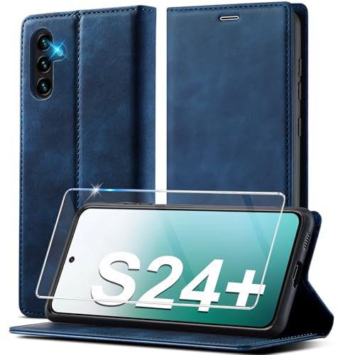 Ailicici Handyhülle für Samsung Galaxy S24 Plus Hülle Leder [Mit Schutzfolie] für Samsung Galaxy S24 Plus 5G Hülle Klappbar Leder Flip Wallet Stoßfeste Case Schutzhülle Klapphülle für Samsung S24 Plus von Ailicici