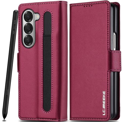 Handyhülle für Samsung Galaxy Z Fold 6 Hülle Leder [Mit S Pen Slot] für Galaxy Fold 6 Hülle Klappbar Leder Flip Wallet Stoßfeste Case, Schutzhülle Klapphülle für Samsung Z Fold 6 5G Hülle Holster von Ailicici