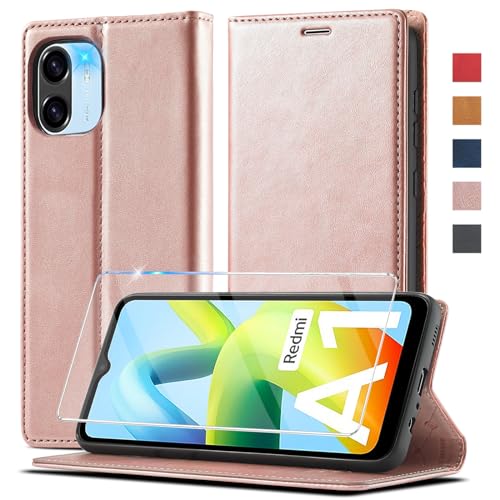 Handyhülle für Xiaomi Redmi A1 Hülle, für Xiaomi Redmi A2 Hülle Leder [Mit Schutzfolie] Klapphülle für Xiaomi Redmi A1 Hülle Leder Klappbar Flip Wallet Case Schutzhülle für Redmi A1 /Redmi A2 4G Hülle von Ailicici