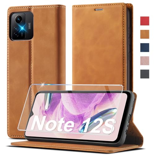 Handyhülle für Xiaomi Redmi Note 12S Hülle Leder [Mit Schutzfolie] für Xiaomi Redmi Note 12S Hülle Klappbar Leder Flip Wallet 360 Stoßfeste Case Schutzhülle Klapphülle für Xiaomi Redmi Note 12S Hülle von Ailicici