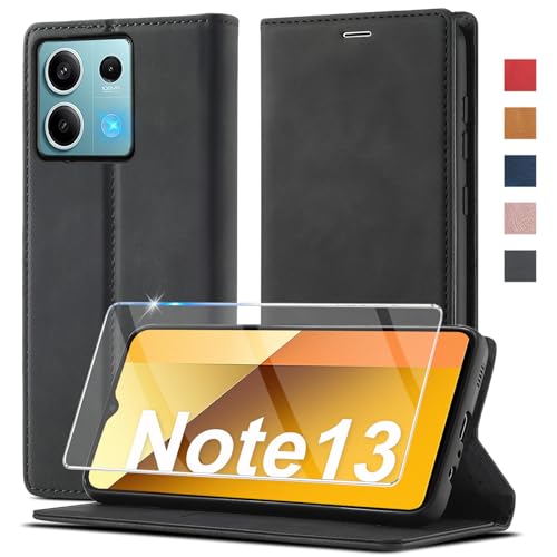 Handyhülle für Xiaomi Redmi Note 13 5G Hülle Leder[Mit Schutzfolie]für Xiaomi Redmi Note 13 5G Hülle Klappbar Leder Flip Wallet Stoßfeste Case Schutzhülle Klapphülle für Redmi Note 13 5G Hülle Holster von Ailicici