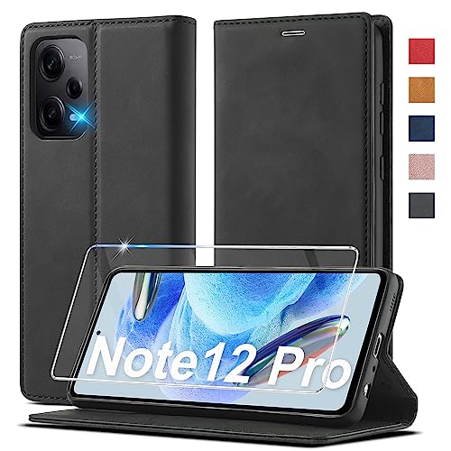 Handyhülle für für Xiaomi Redmi Note 12 Pro 5G Hülle, für Xiaomi Poco X5 Pro 5G Leder[Mit Schutzfolie] Klapphülle für Redmi Note 12 Pro 5G Hülle Leder Klappbar Flip Wallet Case Note 12 Pro Schutzhülle von Ailicici