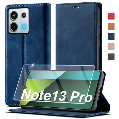 Handyhülle für für Xiaomi Redmi Note 13 Pro 5G Hülle, für Xiaomi Poco X6 Pro 5G Leder[Mit Schutzfolie] Klapphülle für Redmi Note 13 Pro 5G Hülle Leder Klappbar Flip Wallet Case Note 13 Pro Schutzhülle von Ailicici