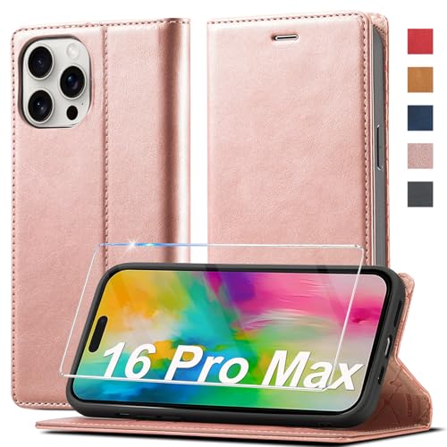 Handyhülle für iPhone 16 Pro Max - Leder Klapphülle Mit Schutzfolie, Flip Wallet, 360 Stoßfeste Schutzhülle, Holster Handyhülle für iPhone 16 Pro Max - Leder Klapphülle Mit Schutzfolie, Flip Wallet, 360 Stoßfeste Schutzhülle, Holster von Ailicici