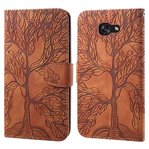Ailisi Handyhülle für Samsung Galaxy A5 2017, Baum Muster Klapphülle Leder Handy Tasche Etui Wallet Flip Case Schutz Hülle Brieftasche mit TPU innen Schale, Kartenfächer, Aufstellfunktion -Braun von Ailisi