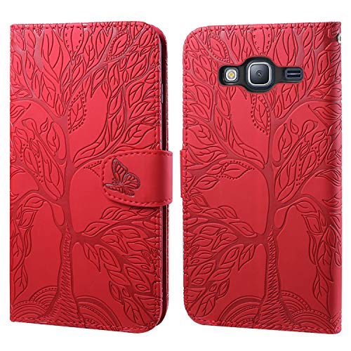 Ailisi Handyhülle für Samsung Galaxy J3 2016, Baum Muster Klapphülle Leder Handy Tasche Etui Wallet Flip Case Schutz Hülle Brieftasche mit TPU innen Schale, Kartenfächer, Aufstellfunktion -Rot Ailisi Handyhülle für Samsung Galaxy J3 2016, Baum Muster Klapphülle Leder Handy Tasche Etui Wallet Flip Case Schutz Hülle Brieftasche mit TPU innen Schale, Kartenfächer, Aufstellfunktion -Rot von Ailisi