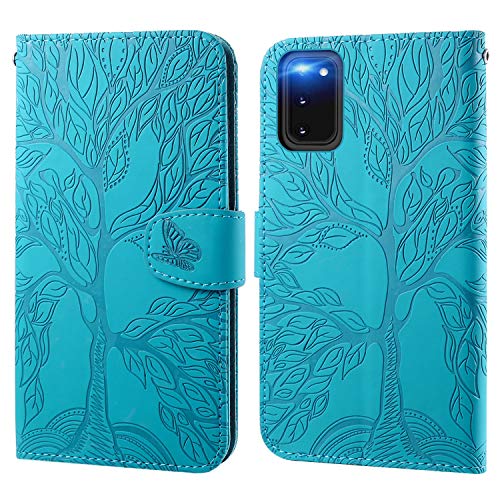 Ailisi Handyhülle für Samsung Galaxy S20, Baum Muster Klapphülle Leder Handy Tasche Etui Wallet Flip Case Schutz Hülle Brieftasche mit TPU innen Schale, Kartenfächer, Aufstellfunktion -Blau von Ailisi