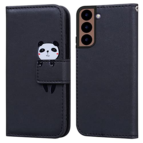 Ailisi Handyhülle für Samsung Galaxy S22 Plus/S22+ 5G, Karikatur Panda Muster PU Leder Handyhülle Brieftasche Schutzhülle Etui Flip Case Tasche Klapphüllen mit Kartenfächern -Panda, Schwarz von Ailisi