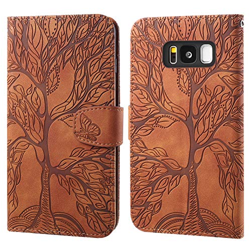 Ailisi Handyhülle für Samsung Galaxy S8 Plus/S8+, Baum Muster Klapphülle Leder Handy Tasche Etui Wallet Flip Case Schutz Hülle Brieftasche mit TPU innen Schale, Kartenfächer, Aufstellfunktion -Braun von Ailisi