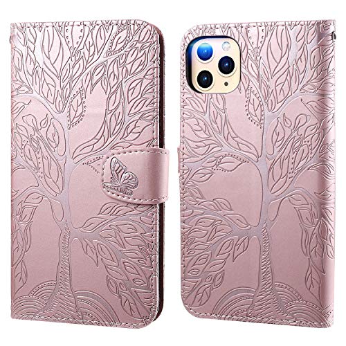 Ailisi Handyhülle für iPhone 11 Pro 5,8 Zoll, Baum Muster Klapphülle Leder Handy Tasche Etui Wallet Flip Case Schutz Hülle Brieftasche mit TPU innen Schale, Kartenfächer, Aufstellfunktion -Rosa von Ailisi