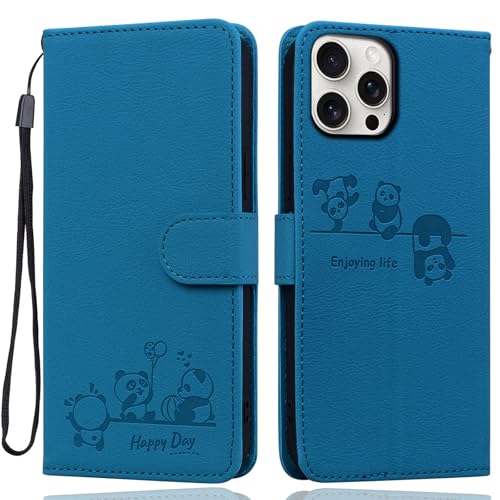 Ailisi Handyhülle für iPhone 16 Pro Hülle, Karikatur Niedlich Panda PU Leder Klappbar Klapphülle mit Kartenfach, Standfunktion Schutzhülle Handytasche Lederhülle Flip Case Cover Etui, Blau Ailisi Handyhülle für iPhone 16 Pro Hülle, Karikatur Niedlich Panda PU Leder Klappbar Klapphülle mit Kartenfach, Standfunktion Schutzhülle Handytasche Lederhülle Flip Case Cover Etui, Blau von Ailisi