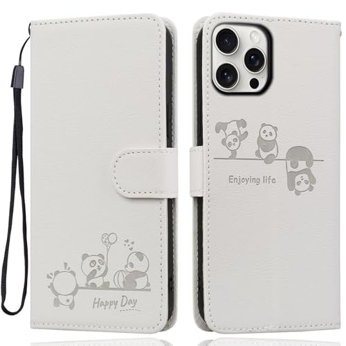 Ailisi Handyhülle für iPhone 16 Pro Max Hülle, Karikatur Niedlich Panda PU Leder Klappbar Klapphülle mit Kartenfach, Standfunktion Schutzhülle Handytasche Lederhülle Flip Case Cover Etui, Weiß Ailisi Handyhülle für iPhone 16 Pro Max Hülle, Karikatur Niedlich Panda PU Leder Klappbar Klapphülle mit Kartenfach, Standfunktion Schutzhülle Handytasche Lederhülle Flip Case Cover Etui, Weiß von Ailisi