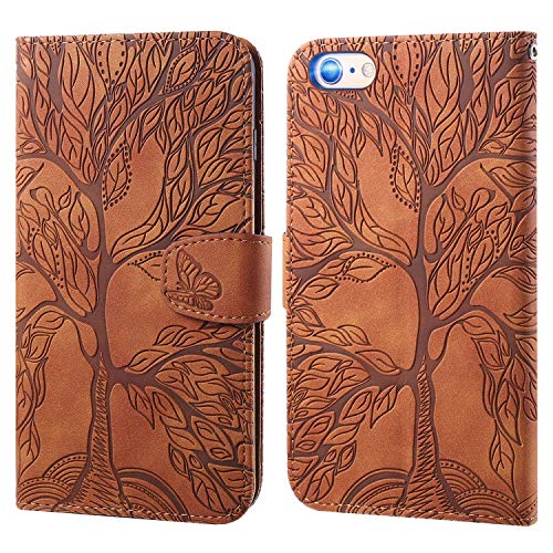 Ailisi Handyhülle für iPhone 6/iPhone 6S, Baum Muster Klapphülle Leder Handy Tasche Etui Wallet Flip Case Schutz Hülle Brieftasche mit TPU innen Schale, Kartenfächer, Aufstellfunktion -Braun von Ailisi