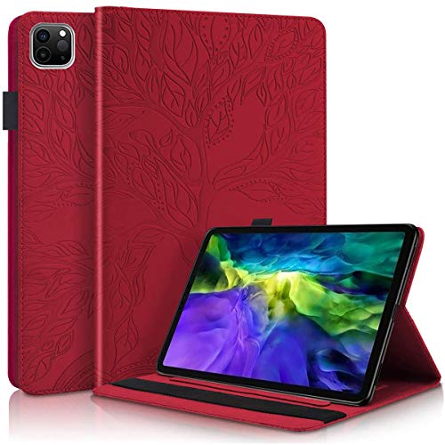 Ailisi Hülle für iPad Pro 11 2020 & iPad Pro 11 2018 Universelles Design, Baum Muster PU Leder Smart Schutzhülle Klapphülle mit Kartenfächer, Standfunktion, Tablet Hüllen für iPad Pro 11 Zoll -Rot von Ailisi