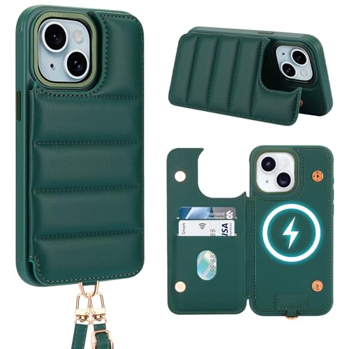 Ailisi Handyhülle für iPhone 13/iPhone14, PU-Leder Brieftasche Klapphülle Kompatibel mit MagSafe, Crossbody Lanyard Stoßfest Schutzhülle mit RFID Schutz Kartenfächern, Standfunktion, Grün Ailisi Handyhülle für iPhone 13/iPhone14, PU-Leder Brieftasche Klapphülle Kompatibel mit MagSafe, Crossbody Lanyard Stoßfest Schutzhülle mit RFID Schutz Kartenfächern, Standfunktion, Grün von Ailisi