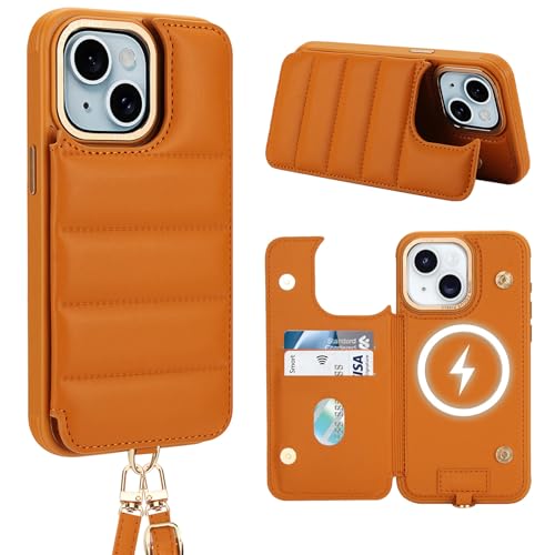 Ailisi Handyhülle für iPhone 13/iPhone14, PU-Leder Brieftasche Klapphülle Kompatibel mit MagSafe, Crossbody Lanyard Stoßfest Schutzhülle mit RFID Schutz Kartenfächern, Standfunktion, Orange Ailisi Handyhülle für iPhone 13/iPhone14, PU-Leder Brieftasche Klapphülle Kompatibel mit MagSafe, Crossbody Lanyard Stoßfest Schutzhülle mit RFID Schutz Kartenfächern, Standfunktion, Orange von Ailisi