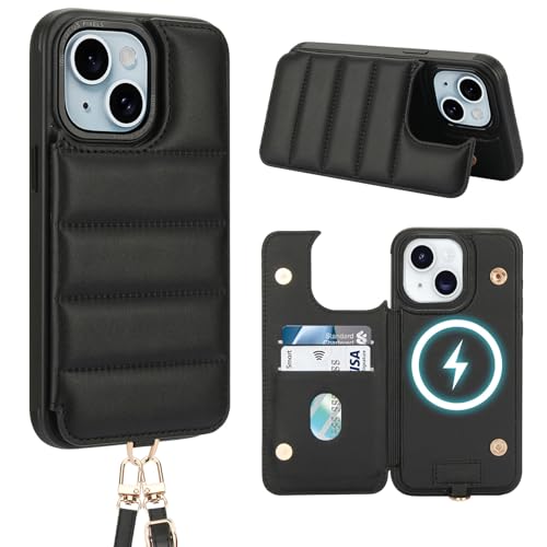 Ailisi Handyhülle für iPhone 13/iPhone14, PU-Leder Brieftasche Klapphülle Kompatibel mit MagSafe, Crossbody Lanyard Stoßfest Schutzhülle mit RFID Schutz Kartenfächern, Standfunktion, Schwartz Ailisi Handyhülle für iPhone 13/iPhone14, PU-Leder Brieftasche Klapphülle Kompatibel mit MagSafe, Crossbody Lanyard Stoßfest Schutzhülle mit RFID Schutz Kartenfächern, Standfunktion, Schwartz von Ailisi
