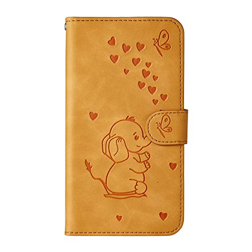 Ailisi für Samsung Galaxy S20 FE 5G, Karikatur Elefantenbaby Muster Leder Handyhülle Brieftasche Schutzhülle Leder Flip Case Wallet Cover Klapphüllen Tasche Etui mit Kartenfächern+Stand -Gelb von Ailisi