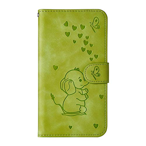 Ailisi für Samsung Galaxy S20 FE 5G, Karikatur Elefantenbaby Muster Leder Handyhülle Brieftasche Schutzhülle Leder Flip Case Wallet Cover Klapphüllen Tasche Etui mit Kartenfächern+Stand -Grün von Ailisi