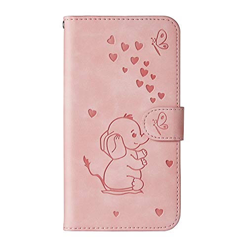 Ailisi für Samsung Galaxy S21+/S21 Plus, Karikatur Elefantenbaby Muster Leder Handyhülle Brieftasche Schutzhülle Leder Flip Case Wallet Cover Klapphüllen Tasche Etui mit Kartenfächern+Stand -Rosa von Ailisi