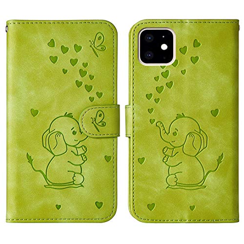 Ailisi für iPhone 12/iPhone 12 Pro 6,1 Zoll Hülle, Karikatur Elefant Muster Leder Handyhülle Brieftasche Schutzhülle Leder Flip Case Cover Klapphüllen Tasche Etui mit Kartenfächern - Grün Ailisi für iPhone 12/iPhone 12 Pro 6,1 Zoll Hülle, Karikatur Elefant Muster Leder Handyhülle Brieftasche Schutzhülle Leder Flip Case Cover Klapphüllen Tasche Etui mit Kartenfächern - Grün von Ailisi