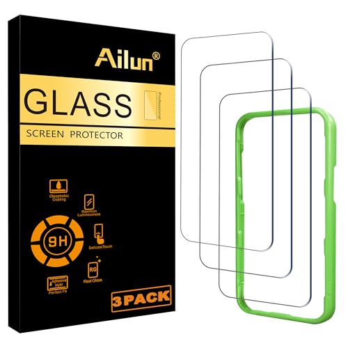 Ailun 3 Pack Displayschutzfolie für iPhone 16 Pro [6,3 Zoll] mit Installationsrahmen, gehärtetes Glas, Sensorschutz, Dynamic Island kompatibel, hüllenfreundlich von Ailun