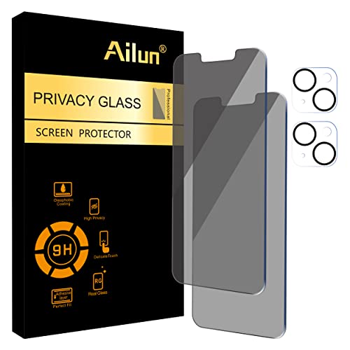 Ailun Displayschutzfolie für iPhone 14 [6,1 Zoll] + 2 Stück Kameralinsenschutz, Anti-Spionage-Privatglasfolie, hüllenfreundlich, [9H Härte] – HD [schwarz] von Ailun