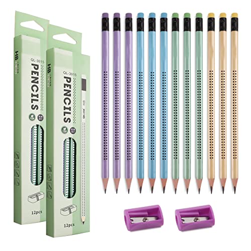 Ailvor HB Bleistifte, 24 Stück Bleistift mit 2 Bleistiftspitzer, Bleistift Kinder mit Radiergummi für Schule Büro, Schreiben Skizzieren Zeichenwerkzeuge… von Ailvor