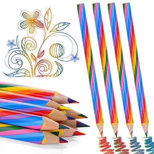 Ailvor Regenbogen Buntstifte,12 Stück Buntstifte Kinder,Dreikant Farbstifte Set für Kinder Zeichnung Pencil, Schule Büro Haushaltswaren von Ailvor