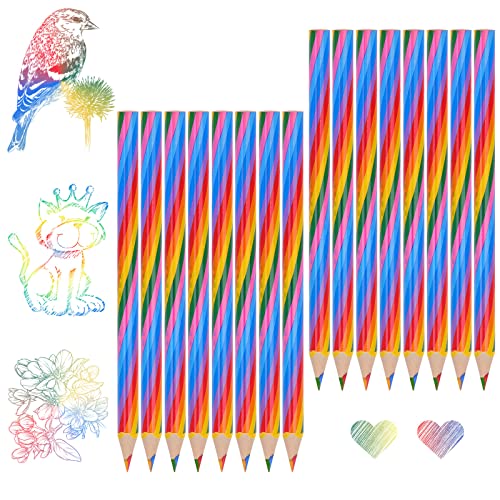 Ailvor Regenbogen Buntstifte,16 Stück Buntstifte Kinder,Dreikant Farbstifte Set für Kinder Zeichnung Pencil, Schule Büro Haushaltswaren von Ailvor
