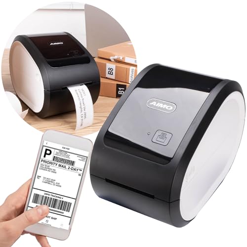 Aimo Label Printer 650 I Etikettendrucker I Thermodrucker mit Bluetooth - USB I Beschriftungsgerät I Thermodirekt Etikettiergerät für Etiketten bis 62 mm Breite I Sticker Drucker von Aimo