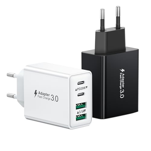 2-Pack USB C Ladegerät, 40W 4 Ports Mehrfach Ladegerät mit PD Power Adapter und QC 3.0, Schnellladegerät USB Netzteil Stecker für iPhone 16 15 14 Pro Max Plus 13 12 11, iPad, Samsung Handys 2-Pack USB C Ladegerät, 40W 4 Ports Mehrfach Ladegerät mit PD Power Adapter und QC 3.0, Schnellladegerät USB Netzteil Stecker für iPhone 16 15 14 Pro Max Plus 13 12 11, iPad, Samsung Handys von Aimoze