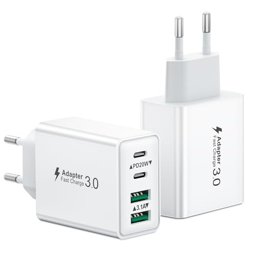 USB C Ladegerät, 2-Pack 40W 4 Ports Ladestecker USB Mehrfach Ladegerät mit USBC Adapter-Schnellladegerät Stecker USB Netzteil für iPhone 16 15 14 13 Pro Max Plus 12 11 XS XR, Samsung,Handys USB C Ladegerät, 2-Pack 40W 4 Ports Ladestecker USB Mehrfach Ladegerät mit USBC Adapter-Schnellladegerät Stecker USB Netzteil für iPhone 16 15 14 13 Pro Max Plus 12 11 XS XR, Samsung,Handys von Aimoze