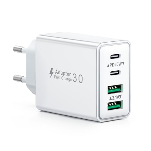 USB C Ladegerät, 40W 4 Ports Schnellladegerät, Mehrfach Stecker Mit Power Adapter Fast Charger Netzteil für iPhone 16 15 14 13 12 11 Pro Max, iPad, Samsung, Handys USB C Ladegerät, 40W 4 Ports Schnellladegerät, Mehrfach Stecker Mit Power Adapter Fast Charger Netzteil für iPhone 16 15 14 13 12 11 Pro Max, iPad, Samsung, Handys von Aimoze